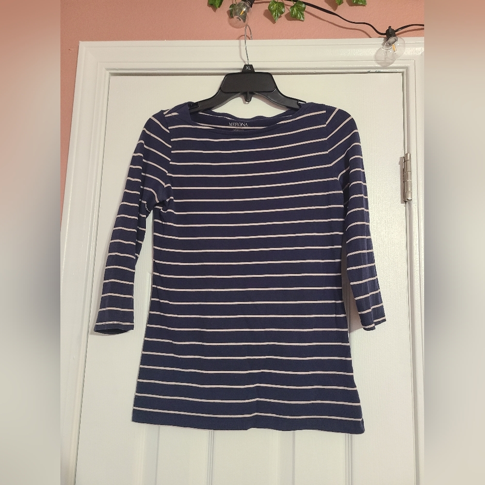 Merona Blue and White Striped Shirt